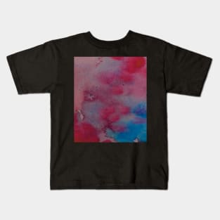 abstract watercolor stain red blue pink sky ocean Kids T-Shirt